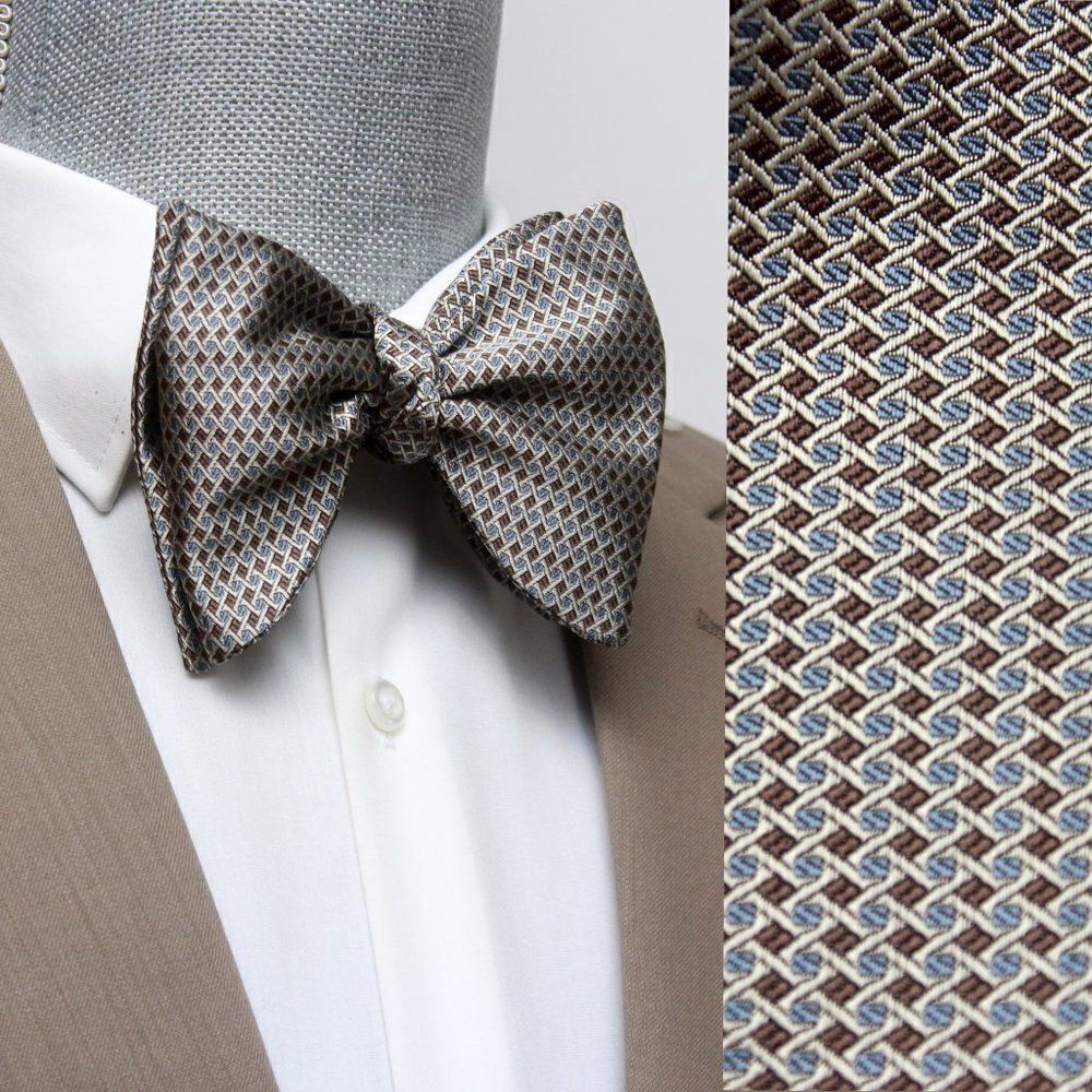 Men's Self tied Bow Tie Big Butterfly Bow tie SR597 Small Ornament Brown Blue